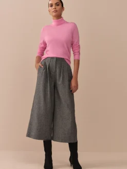 Broeken|Next - N. Premium visgraat culottes met wol Grijs