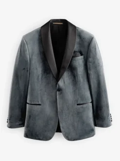 Smokings En Feestkleding|Blazers En Business-Jasjes|Next - Normale Pasvorm - Fluwelen blazer Grijs