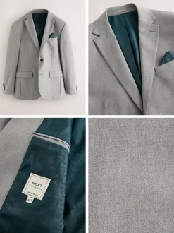 Blazers En Business-Jasjes|Pakken*Next - Normale Pasvorm - Kostuum met textuur: colbert Grijs