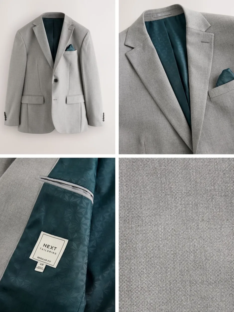 Blazers En Business-Jasjes|Pakken*Next - Normale Pasvorm - Kostuum met textuur: colbert Grijs
