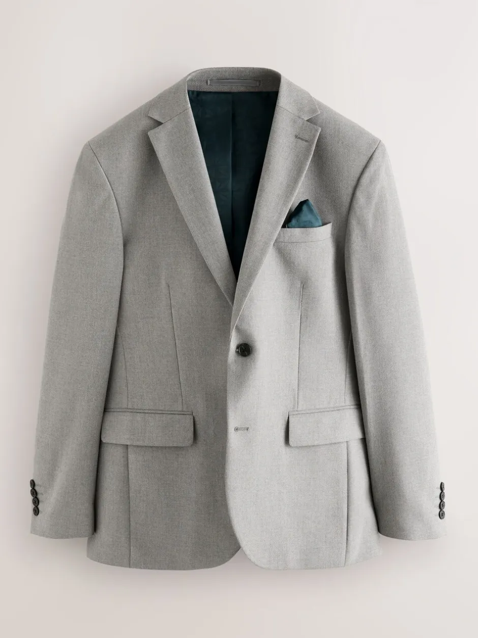 Blazers En Business-Jasjes|Pakken*Next - Normale Pasvorm - Kostuum met textuur: colbert Grijs