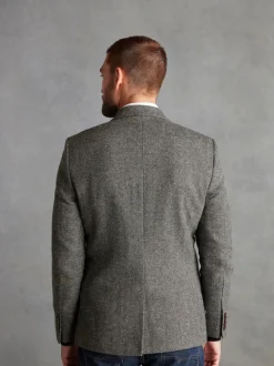 Blazers En Business-Jasjes*Next - Normale Pasvorm - Signature Nova Fides Blazer van wolblend met visgraatmotief Grijs