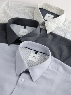 Shirts*Next - Onderhoudsvriendelijke nette overhemden met enkele manchetten, set van 3 Grijs