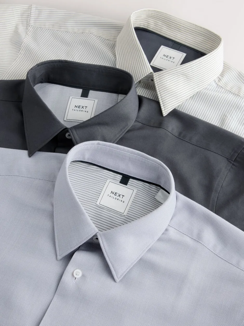 Shirts*Next - Onderhoudsvriendelijke nette overhemden met enkele manchetten, set van 3 Grijs