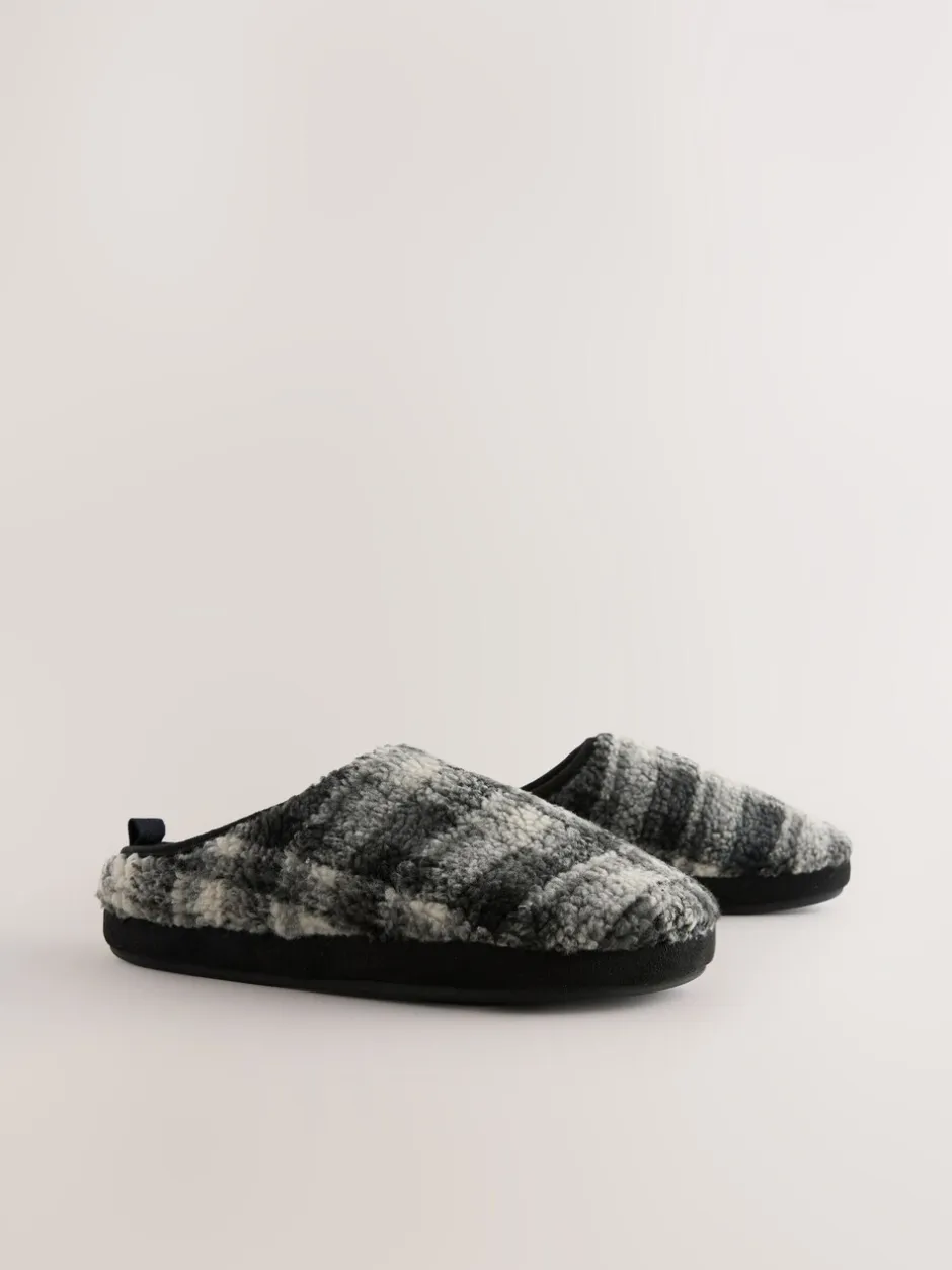 Pantoffels*Next - Pantoffelmuiltjes met ruitjes Grijs