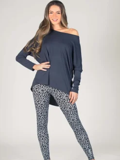 Sportkleding|Pineapple Grijs - top met lange mouwen en logo-opschrift voor dames