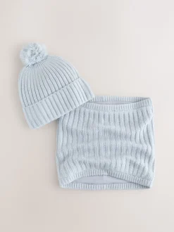 Mutsen, Handschoenen En Sjaals*Next - Pom Beanie Hat & Snood Set 2 Piece (1-16yrs) Grijs