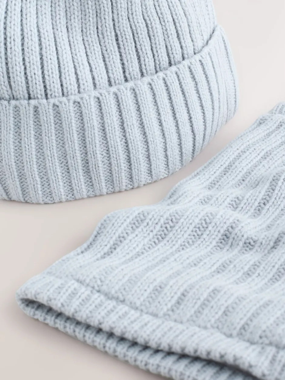 Mutsen, Handschoenen En Sjaals*Next - Pom Beanie Hat & Snood Set 2 Piece (1-16yrs) Grijs