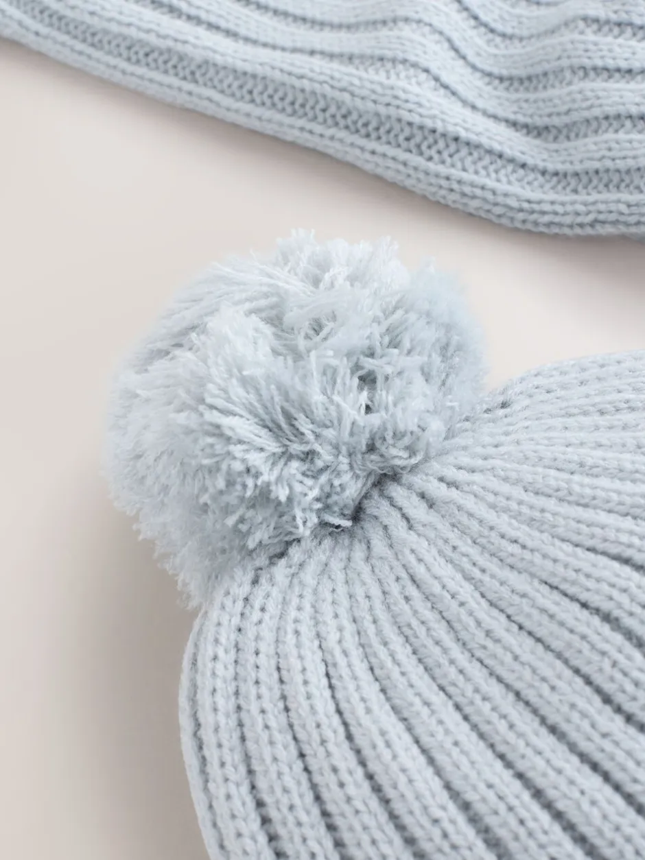 Mutsen, Handschoenen En Sjaals*Next - Pom Beanie Hat & Snood Set 2 Piece (1-16yrs) Grijs