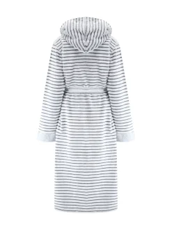 Badjassen|Pour Moi - Knusse Geribde Fleece Midi Badjas met Capuchon Grijs