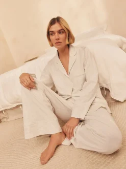 Pyjama's|Loungewear*Next - Pyjama met knopen en jerseystof Grijs