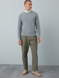Gebreide Kleding|Next - Regular Fit getextureerde schijn-Oxford overhemdtrui Grijs