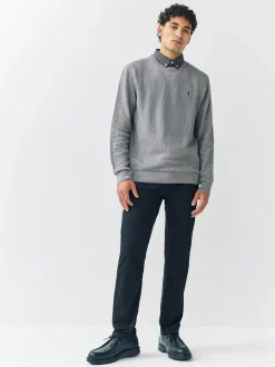 Gebreide Kleding|Next - Regular Fit Rib Texture Mock Shirt Jumper Grijs