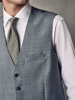 Vesten*Next - Regular Fit Wool Blend Motionflex Waistcoat Grijs