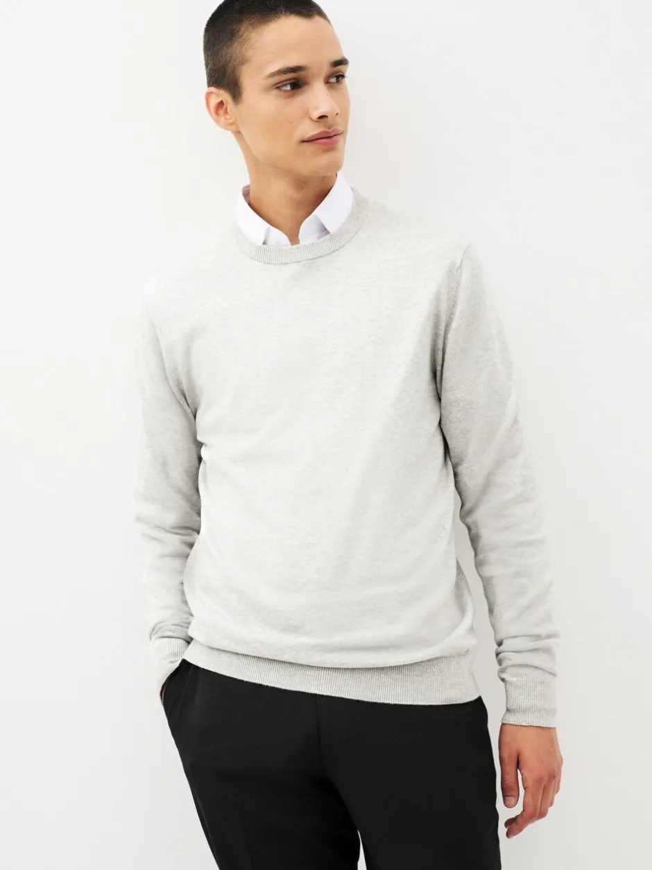 Gebreide Kleding*Next - Regular-fit trui van puur katoen met ronde hals Grijs