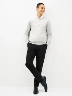 Gebreide Kleding*Next - Regular-fit trui van puur katoen met ronde hals Grijs