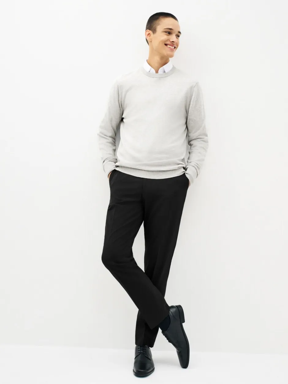 Gebreide Kleding*Next - Regular-fit trui van puur katoen met ronde hals Grijs