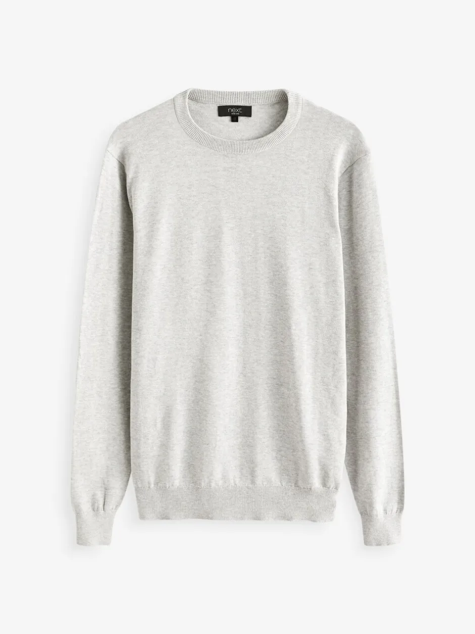 Gebreide Kleding*Next - Regular-fit trui van puur katoen met ronde hals Grijs