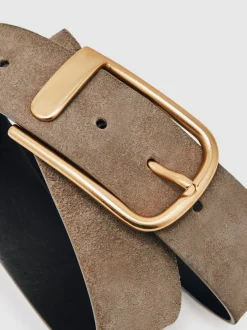 Ceintuurs*Reiss - Iyla leren riem met halve gesp Grijs