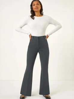Kostuums En Werkkleding*Roman - Long Bootcut Stretch Trousers Grijs