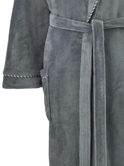 Kamerjassen En Badjassen|Savile Row Company - Lightweight Soft Fleece Rope Edge Dressing Gown Grijs