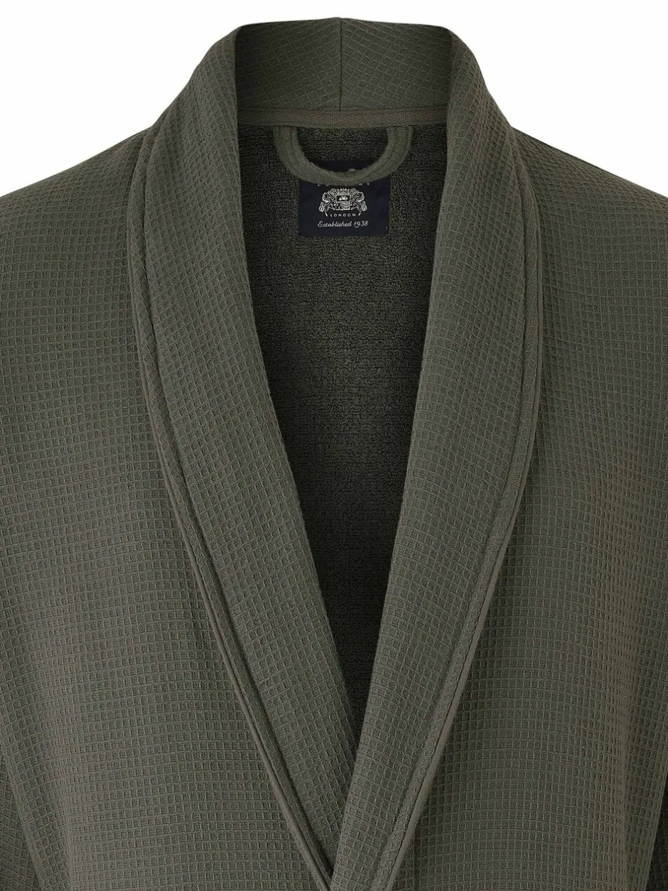 Kamerjassen En Badjassen*Savile Row Company - katoenen wafelkatoen kamerjas met badstof voering Grijs
