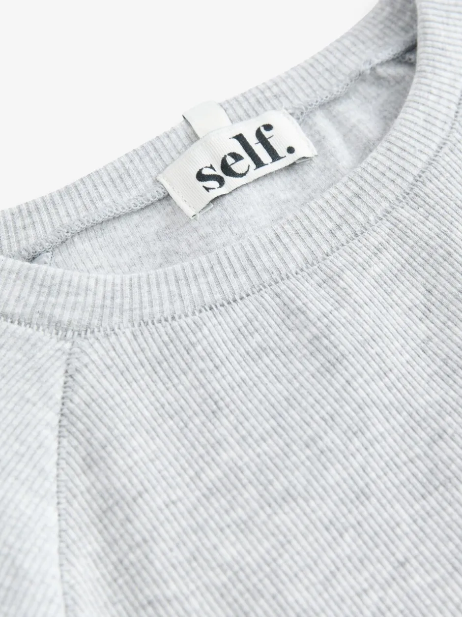 Loungewear|Tops En T-Shirts|self. Grijs - Aansluitend geribbeld T-shirt