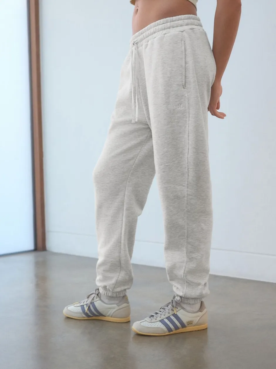 Leggings En Joggingbroeken|self. Grijs - joggingbroek met boorden