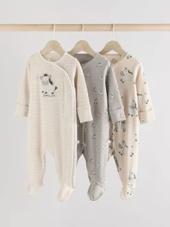 Babypakjes En Babypyjama's*Next Grijs - Set 3 baby-pyjama's met zebraprint van 100% katoen (0-2jr)