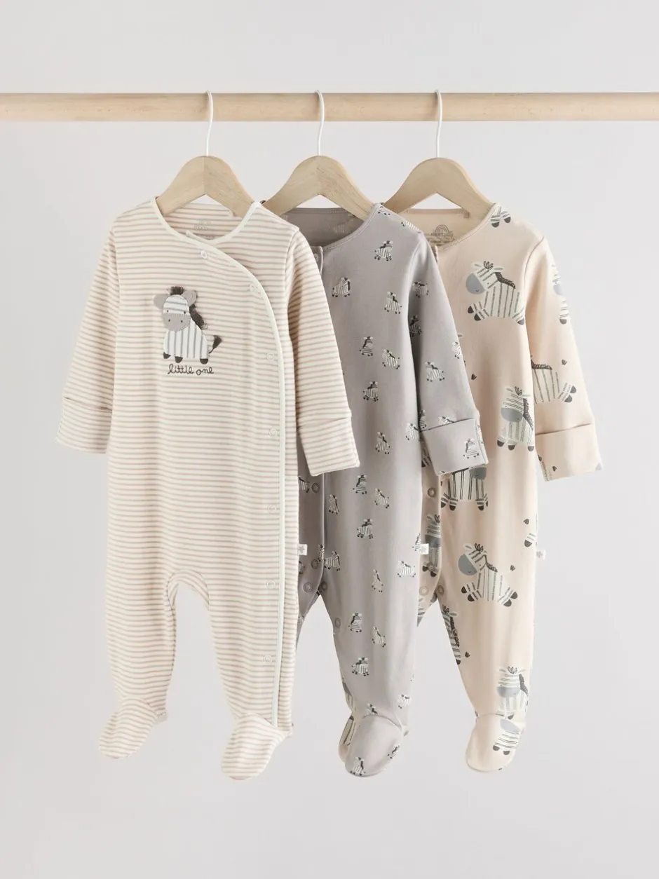 Babypakjes En Babypyjama's*Next Grijs - Set 3 baby-pyjama's met zebraprint van 100% katoen (0-2jr)
