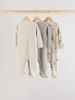 Babypakjes En Babypyjama's*Next Grijs - Set 3 baby-pyjama's met zebraprint van 100% katoen (0-2jr)