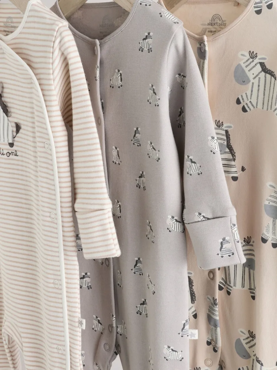 Babypakjes En Babypyjama's*Next Grijs - Set 3 baby-pyjama's met zebraprint van 100% katoen (0-2jr)