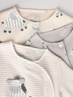 Babypakjes En Babypyjama's*Next Grijs - Set 3 baby-pyjama's met zebraprint van 100% katoen (0-2jr)