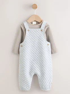 Rompertjes En Tuinbroeken|Next Grijs - Set van gewatteerde jersey tuinbroek en rompertje voor baby's (0mnd-2jr)