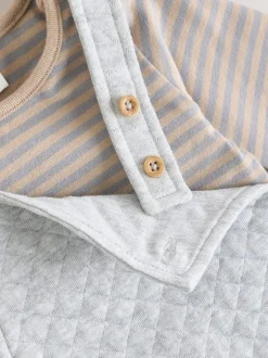 Rompertjes En Tuinbroeken|Next Grijs - Set van gewatteerde jersey tuinbroek en rompertje voor baby's (0mnd-2jr)