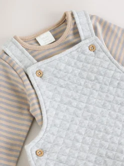 Rompertjes En Tuinbroeken|Next Grijs - Set van gewatteerde jersey tuinbroek en rompertje voor baby's (0mnd-2jr)