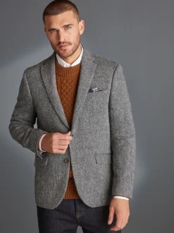 Blazers En Business-Jasjes*Next - Signature - Harris tweed Britse wollen blazer Grijs
