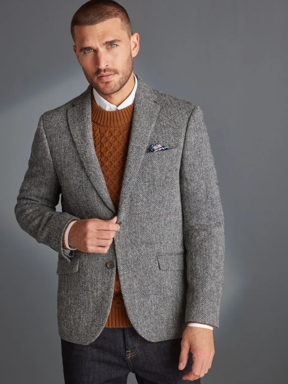 Blazers En Business-Jasjes*Next - Signature - Harris tweed Britse wollen blazer Grijs