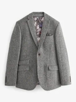 Blazers En Business-Jasjes*Next - Signature - Harris tweed Britse wollen blazer Grijs