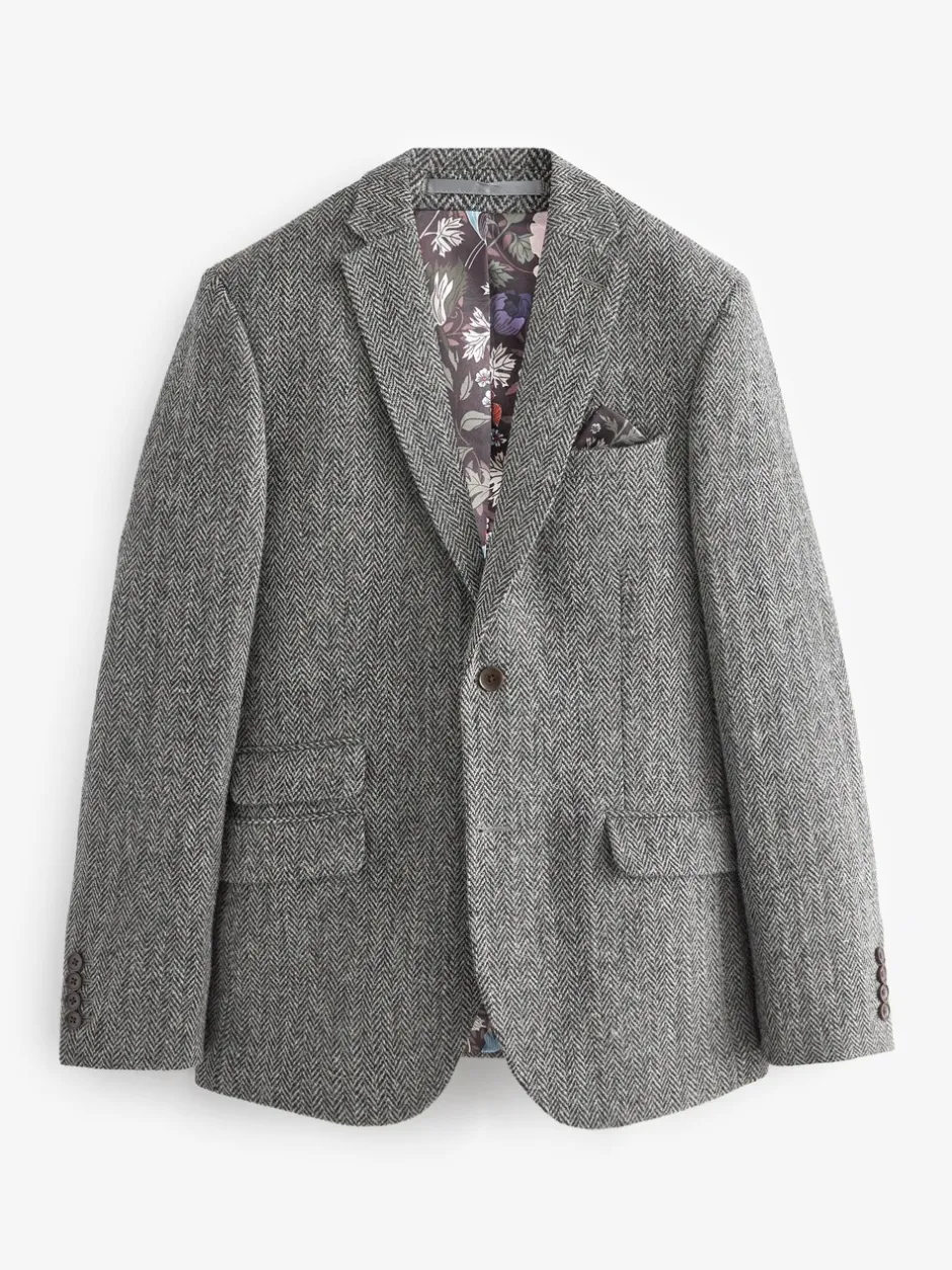 Blazers En Business-Jasjes*Next - Signature - Harris tweed Britse wollen blazer Grijs