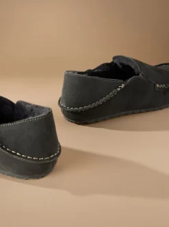 Pantoffels*Next - Signature Kickdown suède moccasinpantoffels Grijs