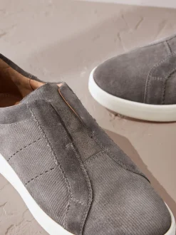 Sneakers|Next - Signature Premium Leather Laceless Slip-On Trainers Grijs