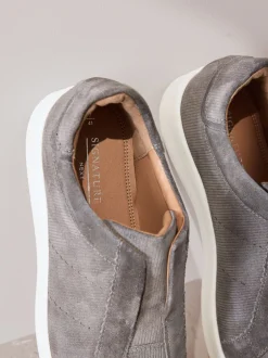 Sneakers|Next - Signature Premium Leather Laceless Slip-On Trainers Grijs