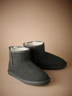 Pantoffels*Next - Signature Suede Slipper Boots with Faux Fur Lining Grijs