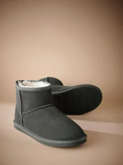 Pantoffels*Next - Signature Suede Slipper Boots with Faux Fur Lining Grijs