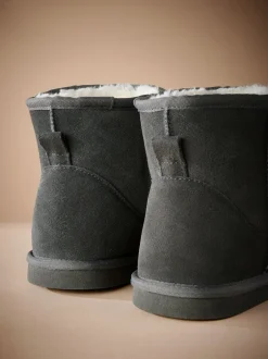 Pantoffels*Next - Signature Suede Slipper Boots with Faux Fur Lining Grijs