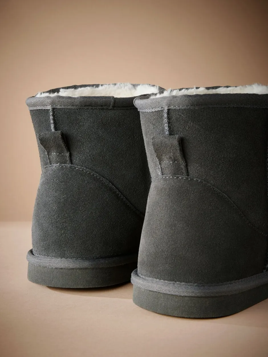 Pantoffels*Next - Signature Suede Slipper Boots with Faux Fur Lining Grijs