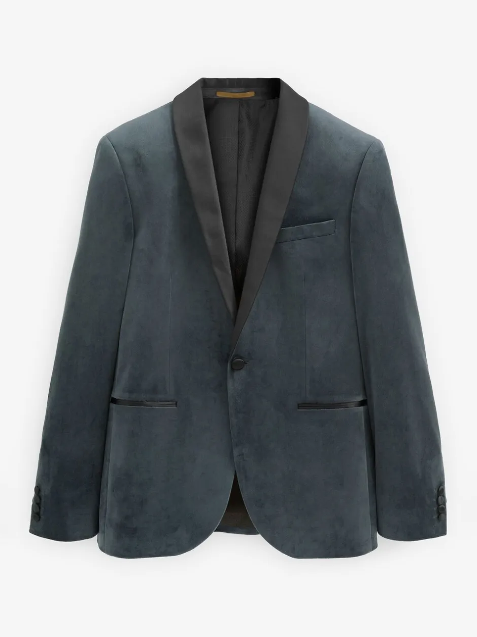 Smokings En Feestkleding|Blazers En Business-Jasjes*Next - Slim Fit - Fluwelen blazer Grijs