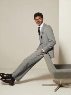 Blazers En Business-Jasjes|Pakken|Next Grijs - Slim Fit - Kostuum met textuur: colbert