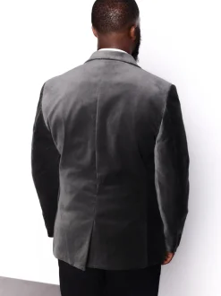 Smokings En Feestkleding|Blazers En Business-Jasjes|Next - Slim Fit - Motionflex stretchyfluwelen Blazer Grijs
